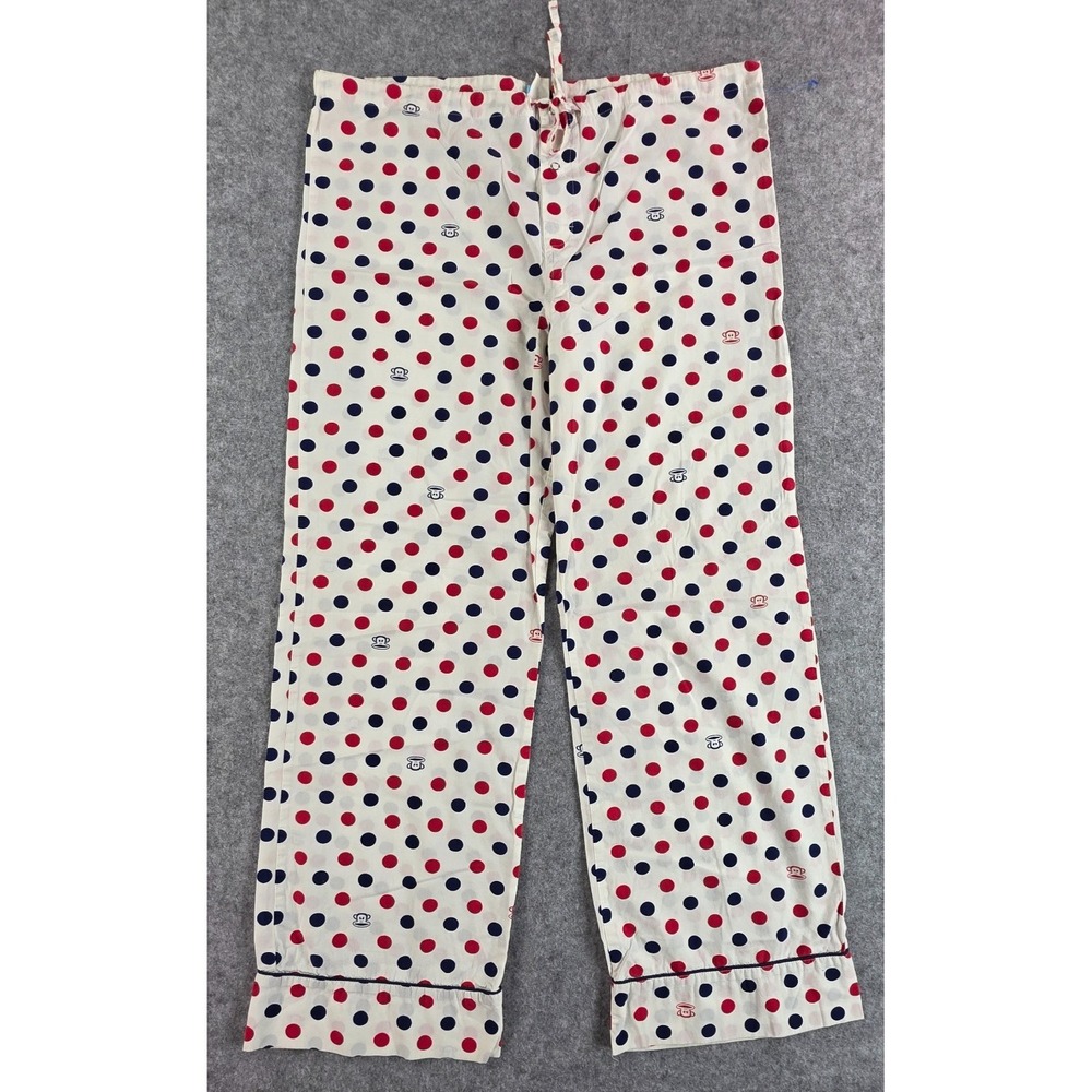 Paul Frank White Polka Dots Monkey Pajama Pants Vintage Y2K Size L Cotton Iconic